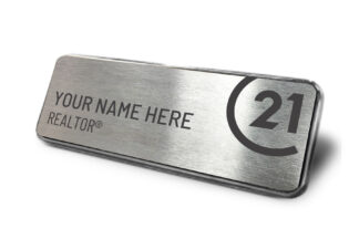 Framed Name Tag - Silver Century 21 1x3 Name Tag