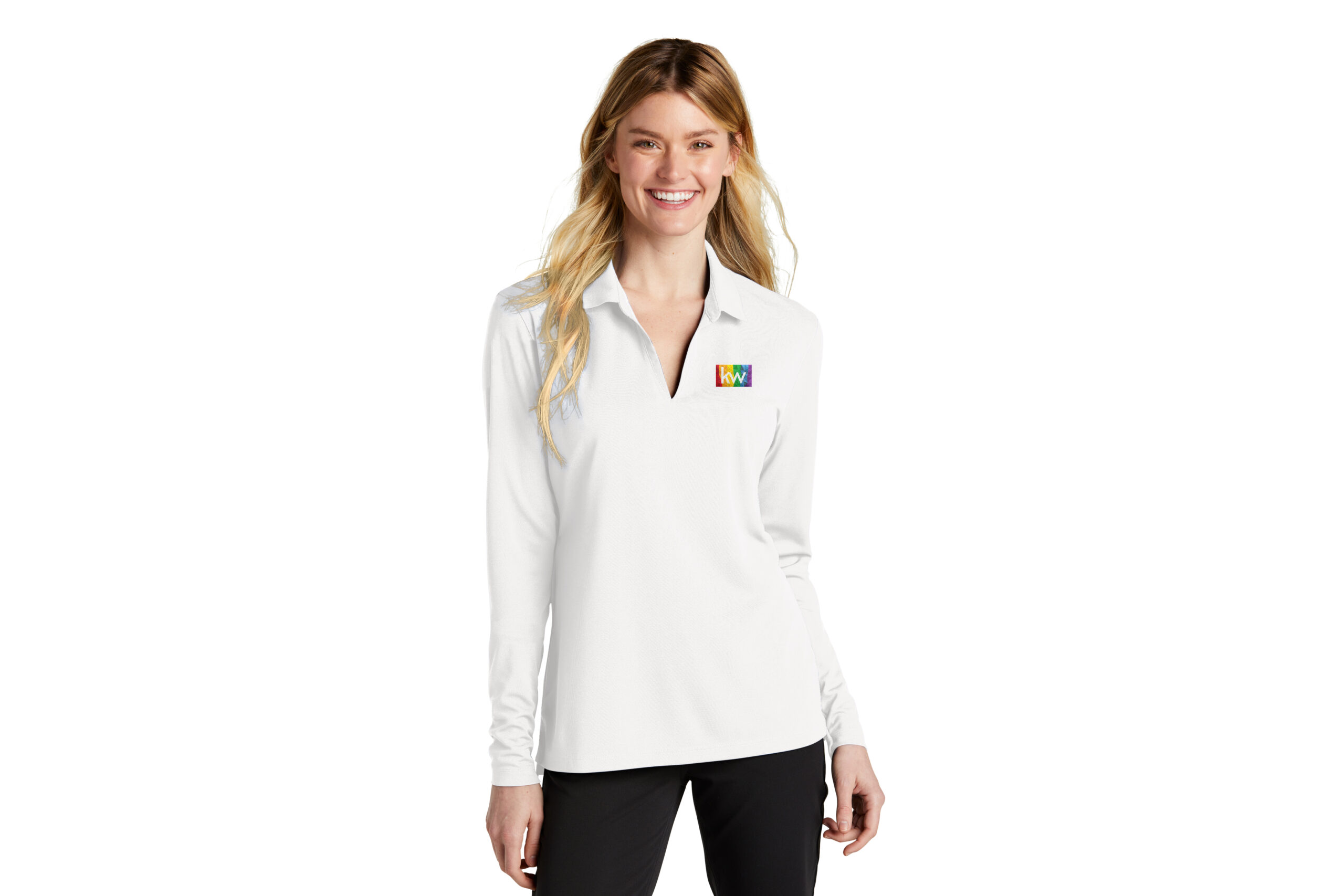 KW Rainbow Network | Nike Ladies Dri-FIT Micro Pique 2.0 Long Sleeve Polo Embroidered - Image 5