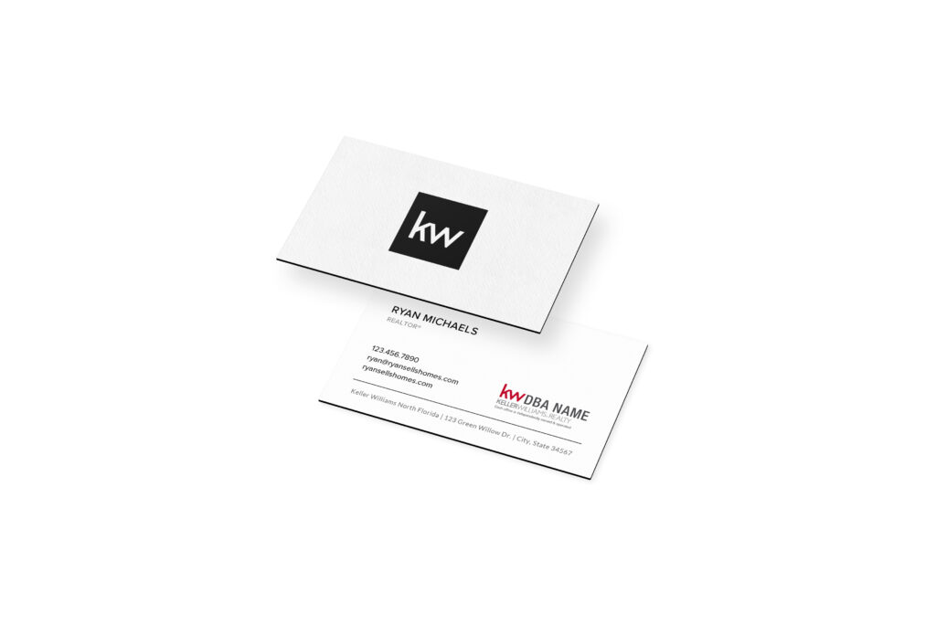 KW | Horizontal Black Square/White Painted Edge Business Card